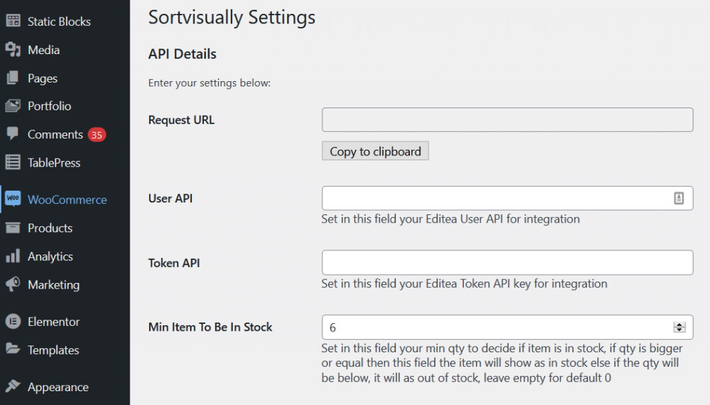 SortVisually Woocommerce Setting